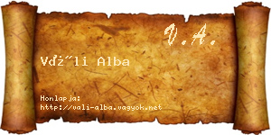 Váli Alba névjegykártya